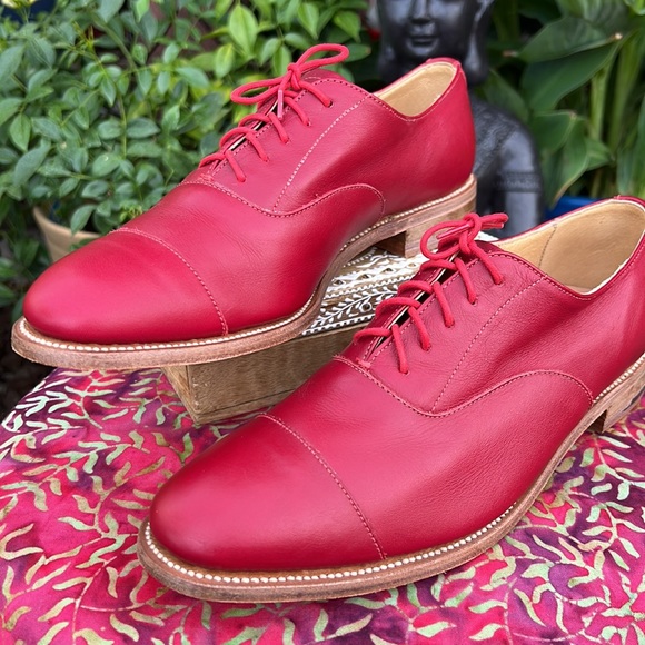 🏴󠁧󠁢󠁥󠁮󠁧󠁿 Jack Wills Made in England Red Leather Oxfords UK 6 - Picture 7 of 17